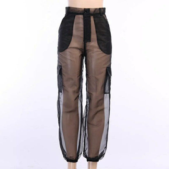 Transparent High Waist Cargo Pants - Picture 2 of 4